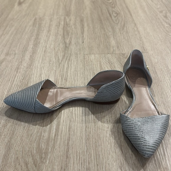 Tory Burch Beige lizard Embossed Viv D’orsay Leather Flats - Picture 2 of 4